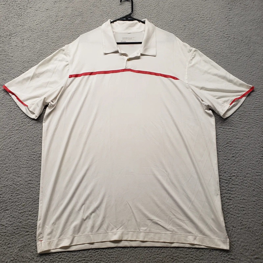 Nike Golf Shirt Mens 2XL Off white‎ Short Sleeve Golf Outdoors Tour Performance